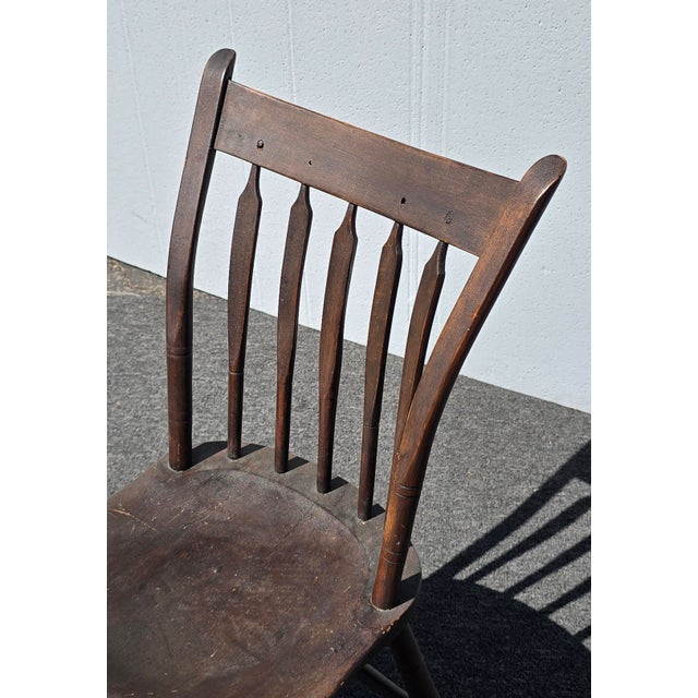 1940s Antique Arrow Back Windsor Brown Childs Side Chair ~ French Country 2of2 For Sale - Image 5 of 18
