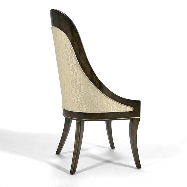 Brass Mastercraft Amboyna & Brass Spoonback Dining Chairs For Sale - Image 8 of 12
