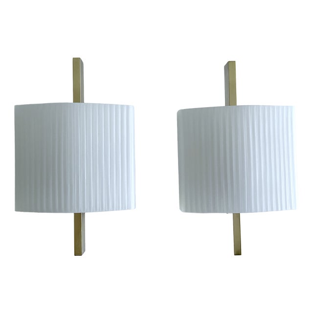 Vintage Space Age Brass Sconces from Hillebrand Lighting, 1960s, Set of 2 For Sale
