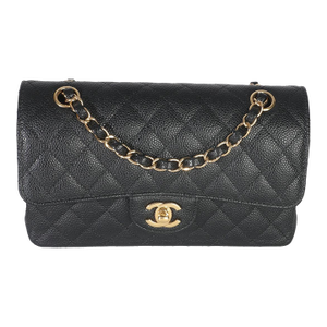 Black Quilted Caviar Small Classic Double Flap Bag