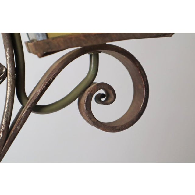 Silver Arts and Crafts Wrought Iron and Leaded Glass Fish Pendant Lamp, Germany, 1920s For Sale - Image 8 of 15