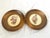 Pair of small round wood framed floral pictures. These would be super cute on a bookshelf or kitchen nook. 6in w x .75in d...