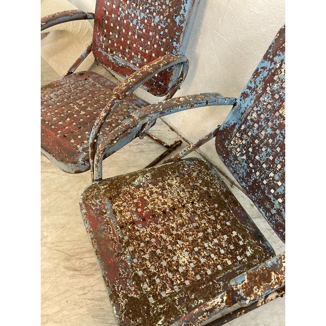 Rustic Outdoor Metal Chairs, a Pair Chairish