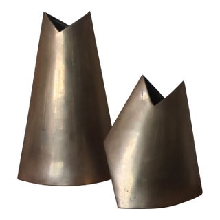 Pair of Brass Vases by James Johnston, 1960s For Sale