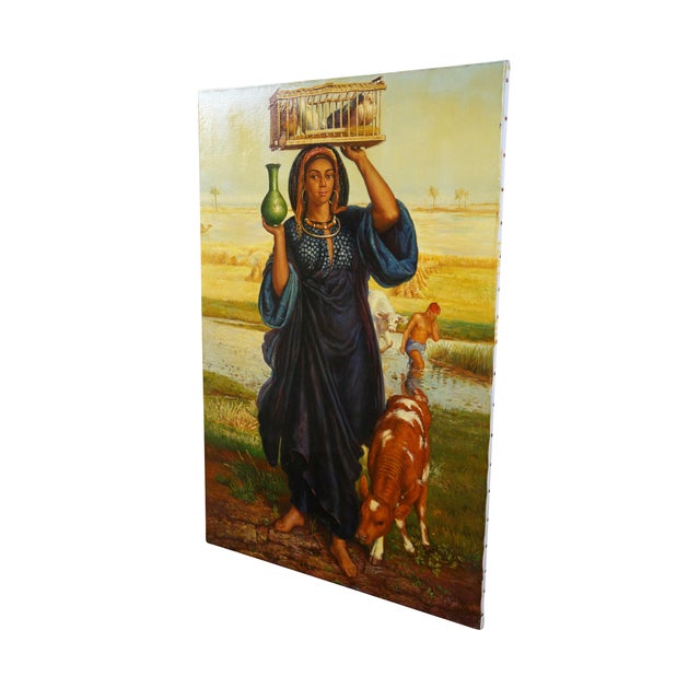 Street Art Late 20th Century Afterglow in Egypt Oil Painting After William Holman Hunt Canvas Framed 36" For Sale - Image 3 of 11
