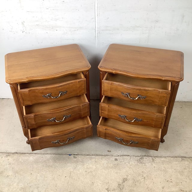 Pair Vintage French Provincial Three-Drawer Chests by Davis Furniture For Sale - Image 17 of 18