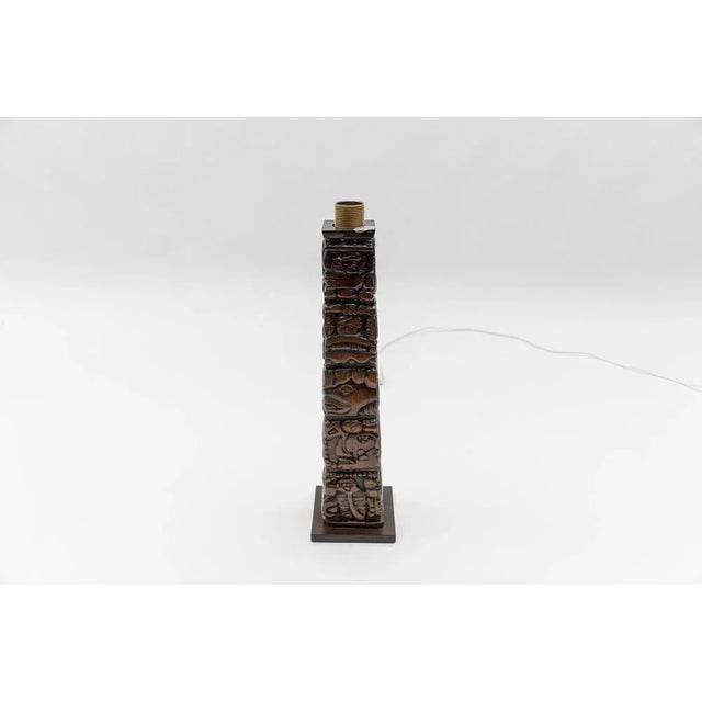 1960s Hand Carved Wooden Mayan Totem Table Lamp by Temde Honduras, 1960s For Sale - Image 5 of 11