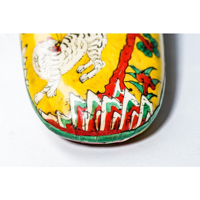 Colorful Hand Painted Antique Lacquer Asian Chinese Tiger Eyeglass Spectacle Case Chinoiserie Home Decor For Sale - Image 13 of 15