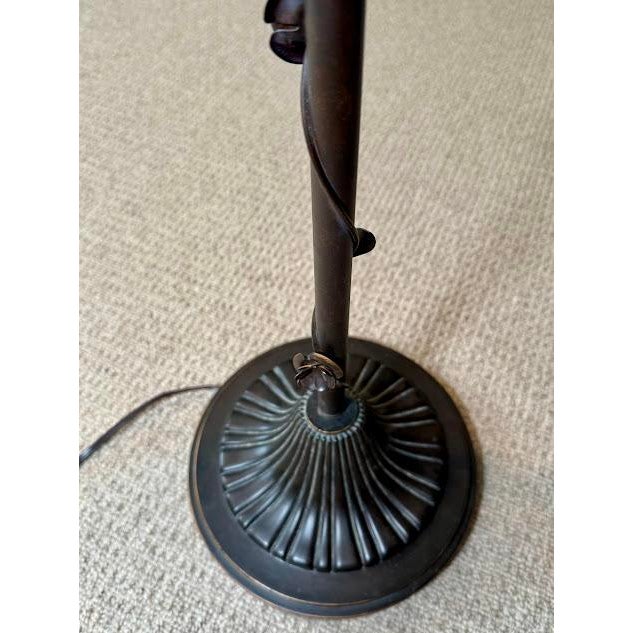 2000 - 2009 Vintage Art Nouveau Style Floral Vine Bridge Floor Lamp With Embroidered Shade For Sale - Image 5 of 8