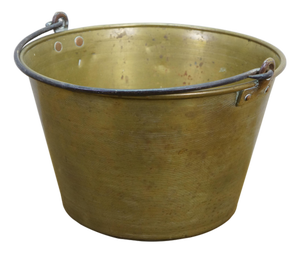 Antique 1860s Cg Hussey Pittsburgh Spun Brass Fire Bucket Pail W Iron Handle 13"