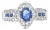 Sapphire Diamond Baguette Engagement Ring 1.60cttw 18k White Gold, Size 7.5 For Sale