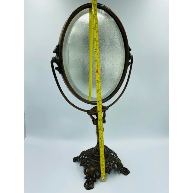 Brown Early 1900s Golden Mfg. Co. Chicago Swivel Asian-Style Vanity Mirror For Sale - Image 8 of 12