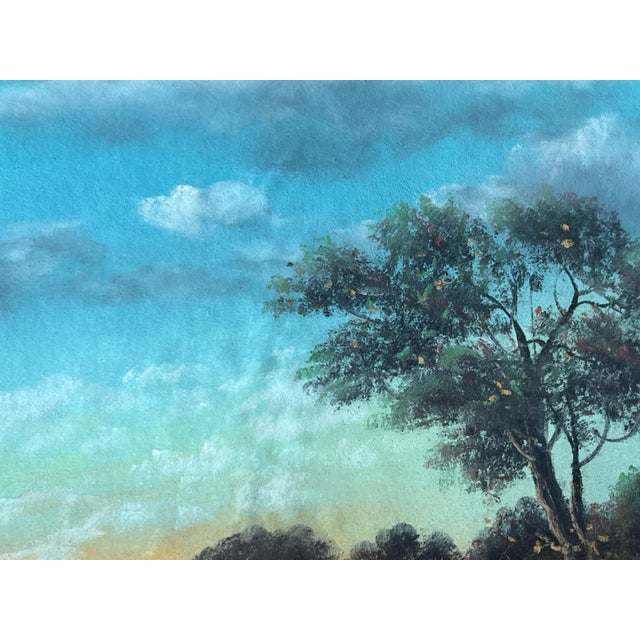 Wood Vintage Signed Framed Sunrise Landscape For Sale - Image 7 of 11