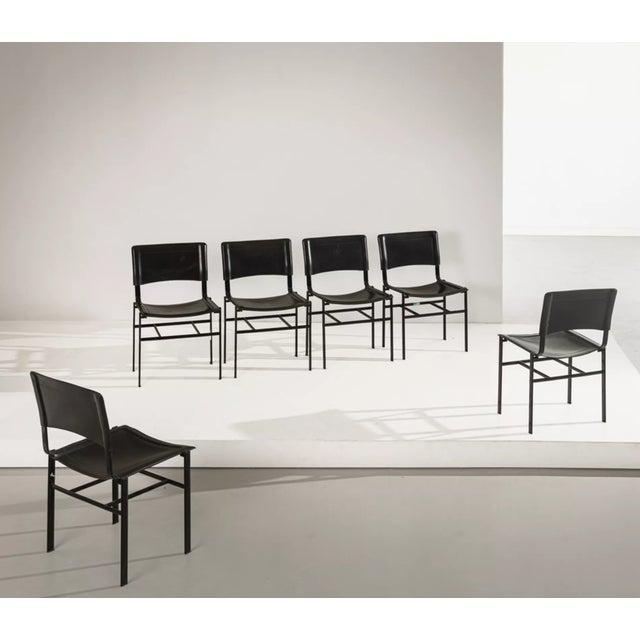 Italian Postmodern Chairs in Black Leather from Cidue, 1980s, Set of 6 For Sale - Image 6 of 6