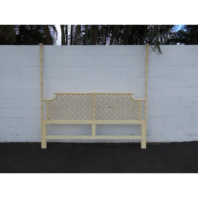 Hollywood Regency Faux Bamboo Posted Painted King Size Headboard 6681 For Sale - Image 15 of 16