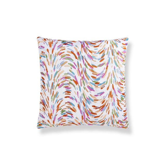 Contemporary The House Of Scalamandré Fountain Embroidery Square Pillow In Peach For Sale - Image 3 of 3