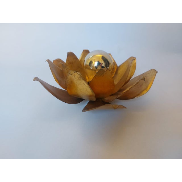 Hollywood Regency Gilt Lotus Wall Sconce, Italy, 1970s For Sale - Image 12 of 18