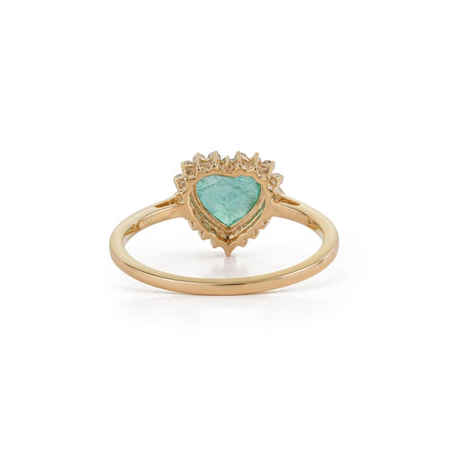 1.2ct Zambian Emerald Heart Necklace in 14k Gold With Halo Diamonds Size 4 For Sale - Image 9 of 17
