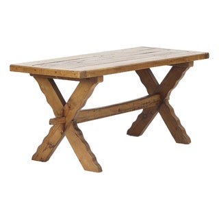 Antique Brutalist Rustic Dining Table in Oak For Sale