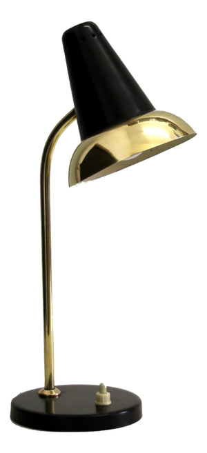 Mid-Century Adjustable Brass Table Lamp attributed to Jacques Biny for Luminalité, 1950s