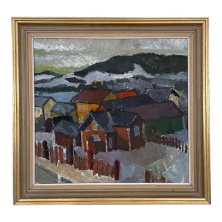 Bo Olsson Perman, "Odenslund", 1950s Swedish Modernist Oil on Panel For Sale