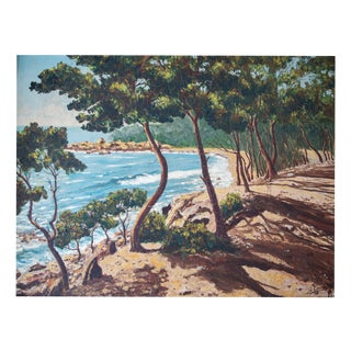 J.Coulon, Pine Forest of the French Riviera, 1958, Oil on Canvas For Sale