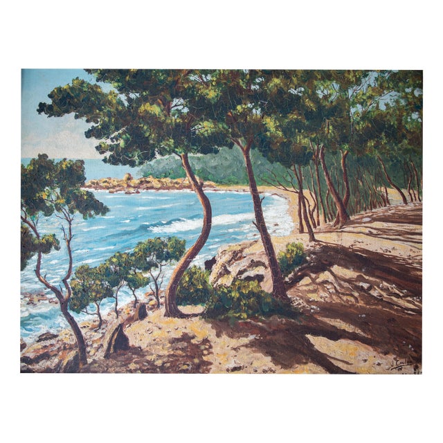J.Coulon, Pine Forest of the French Riviera, 1958, Oil on Canvas For Sale