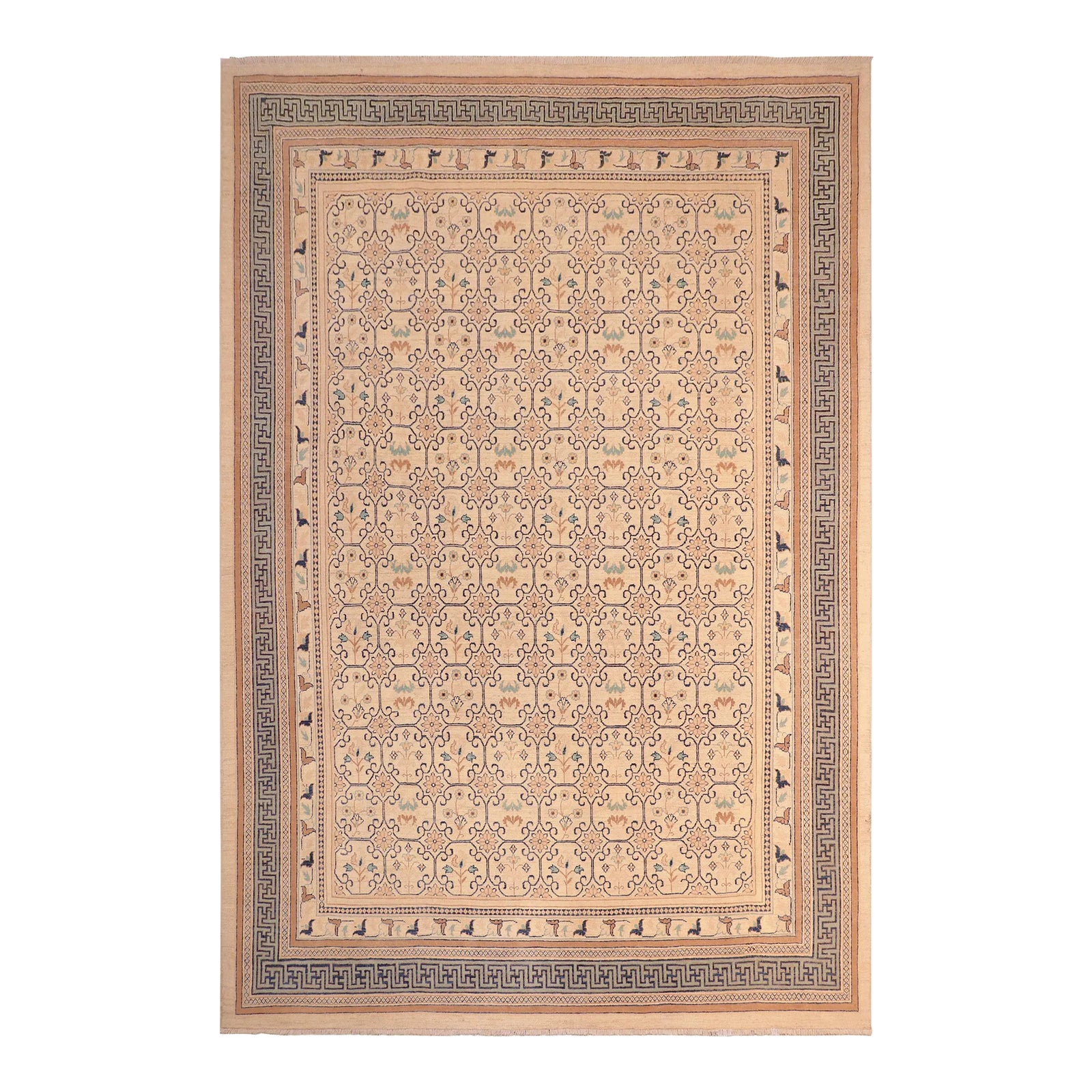 Classic Ziegler Beige Green Hand-Knotted Wool Rug - 8'3'' X 9'11 ...