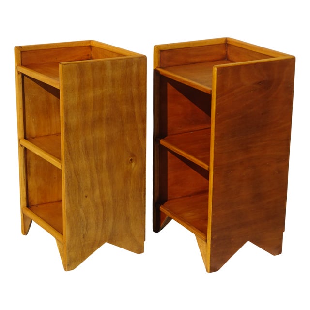 Light Wood Bedside Tables with Top Edges, 1990s, Set of 2 For Sale