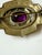1900 - 1909 Antique Art Nouveau Brass Sash Pin With Purple Center Stone For Sale - Image 5 of 6
