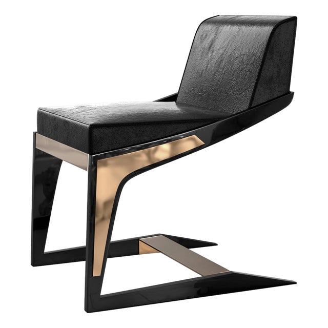 "Silenzioso" Chair With Stainless Steel and Bronze Details For Sale