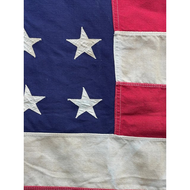 1920s Faded Antique Wool 48 Star American Flag For Sale - Image 5 of 7