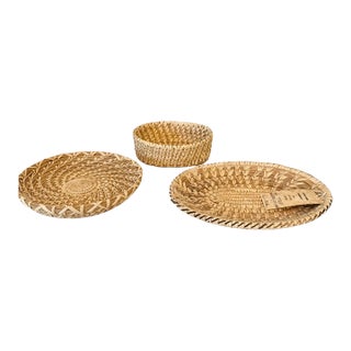 Set of 3 Vintage Papago Tohono O’odham Coiled Baskets For Sale