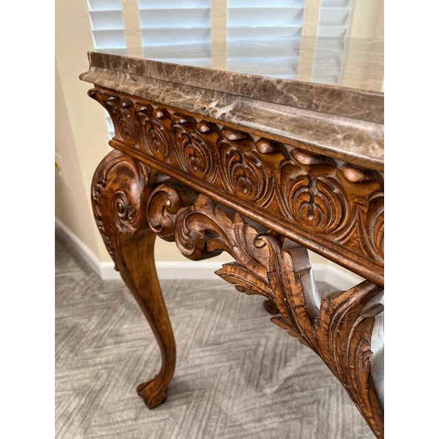 Brown Mid 20th Century Rococo Style Marble Top Console Table For Sale - Image 8 of 13