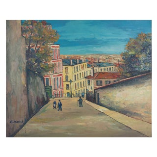 Elisée Maclet, In the Streets of Montmartre, Oil on Panel, Framed For Sale