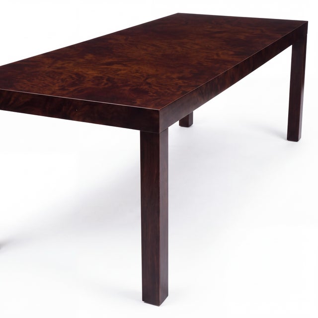 Calvin Furniture Mid-Century Modern Calvin Furniture for Directional Burl Walnut Parsons Style Coffee Table For Sale - Image 4 of 6