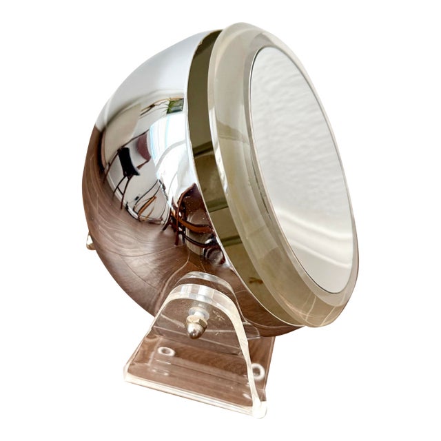 Vintage Modern Rialto Vanity Mirror Light Lucite & Chrome Eye Ball MCM 1970s For Sale