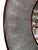An elegant Italian round mirror featuring a dramatic deep concave frame wrapped in richly textured gray faux shagreen. The...