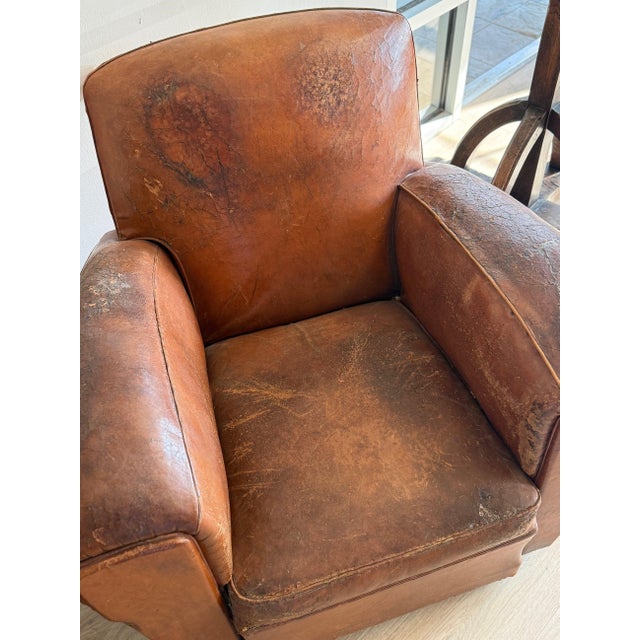Pair of Two Vintage Oversized French Leather Club Chairs For Sale - Image 18 of 18