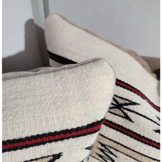Navajo Indian Weaving Cream Ground Pillows-Pair For Sale - Image 4 of 6