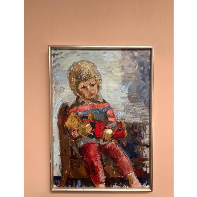 Bertil Wahlberg, Portrait of a Child, 1950s, Oil on Canvas, Framed For Sale - Image 8 of 18