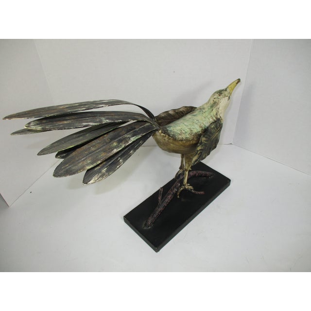 Black Handmade Primitive Style Bird Figure For Sale - Image 8 of 9