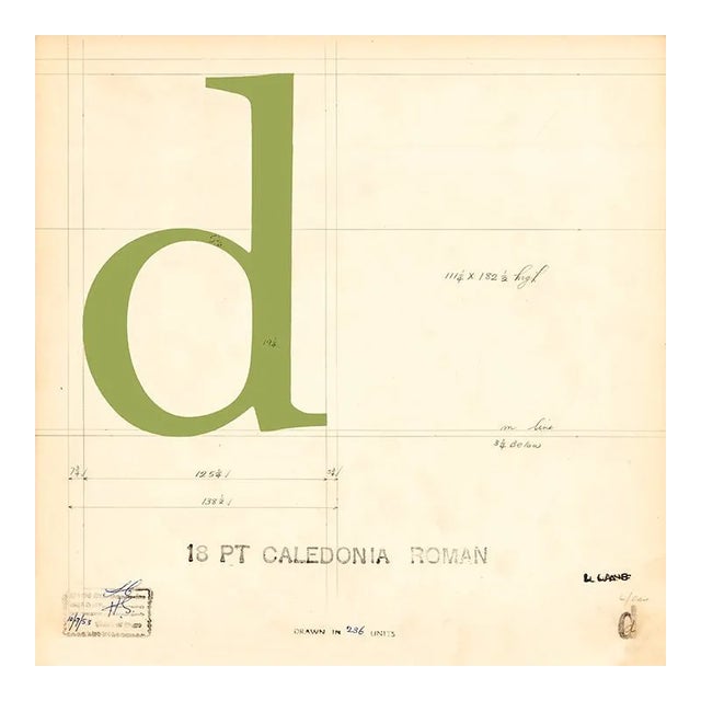 Vintage Mechanical Prints of Roman & Italic Fonts - Set of 2 For Sale