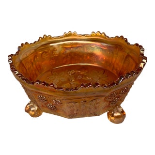 Fenton Art Glass Marigold Carnival Glass Footed Bowl For Sale