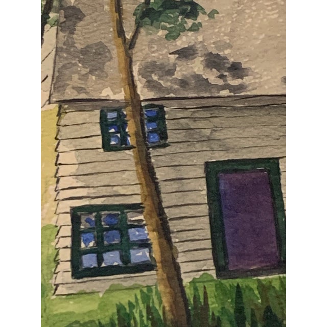 1950s 1950 Mid-Century Modernist Rural Landscape Watercolor, Signed & Framed For Sale - Image 5 of 11