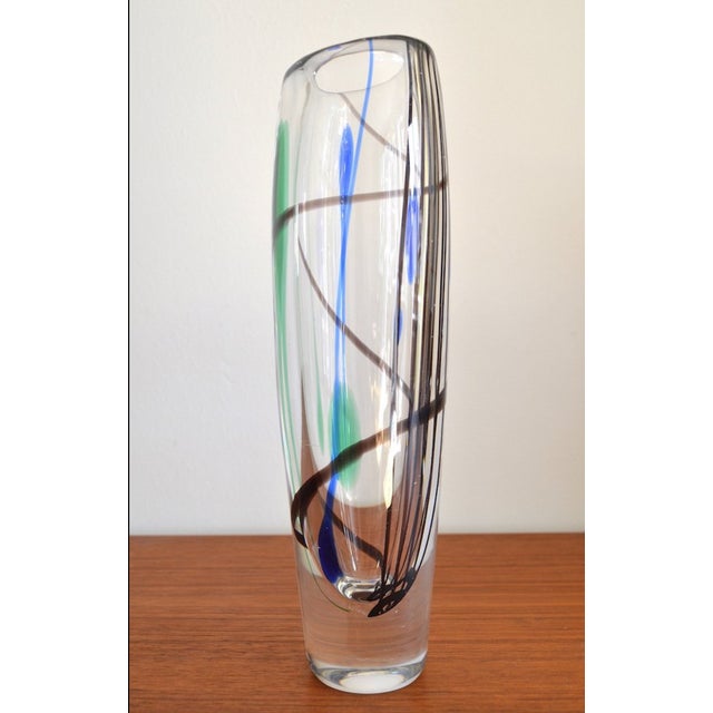 Kosta Boda Scandinavian Abstract Glass Vase by Vicke Lindstrand for Kosta, 1960s For Sale - Image 4 of 9