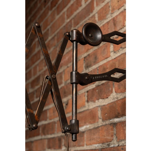 Early 20th Century Japanned Copper Scissor Arm Wall Lamp by F. W. Hardy For Sale - Image 9 of 18