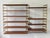 Scandinavian modular shelving unit from the 1960s, comprising 10 shelves: - 6 shelves, 49 cm long - 4 shelves, 45 cm long...