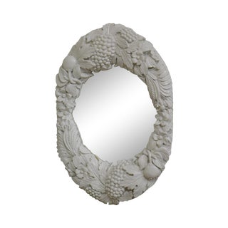 Gargoyles Studio Carved Fruit and Leaves White Lacquered Wall Mirror For Sale