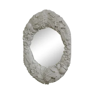 Gargoyles Studio Carved Fruit and Leaves White Lacquered Wall Mirror